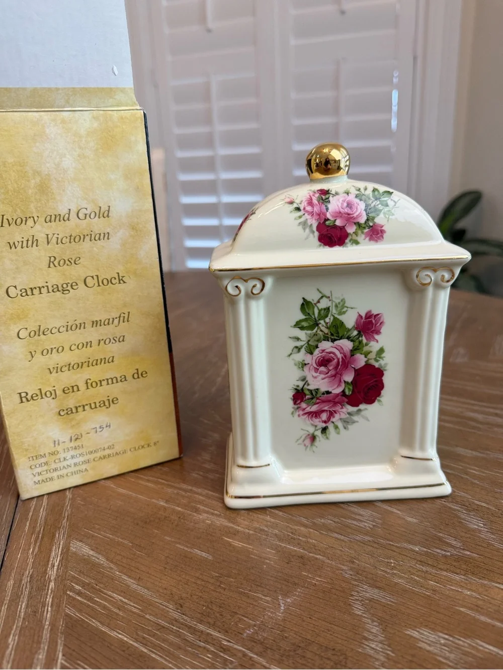 Vintage Formalities by Baum Bros Victorian Rose Carriage Clock